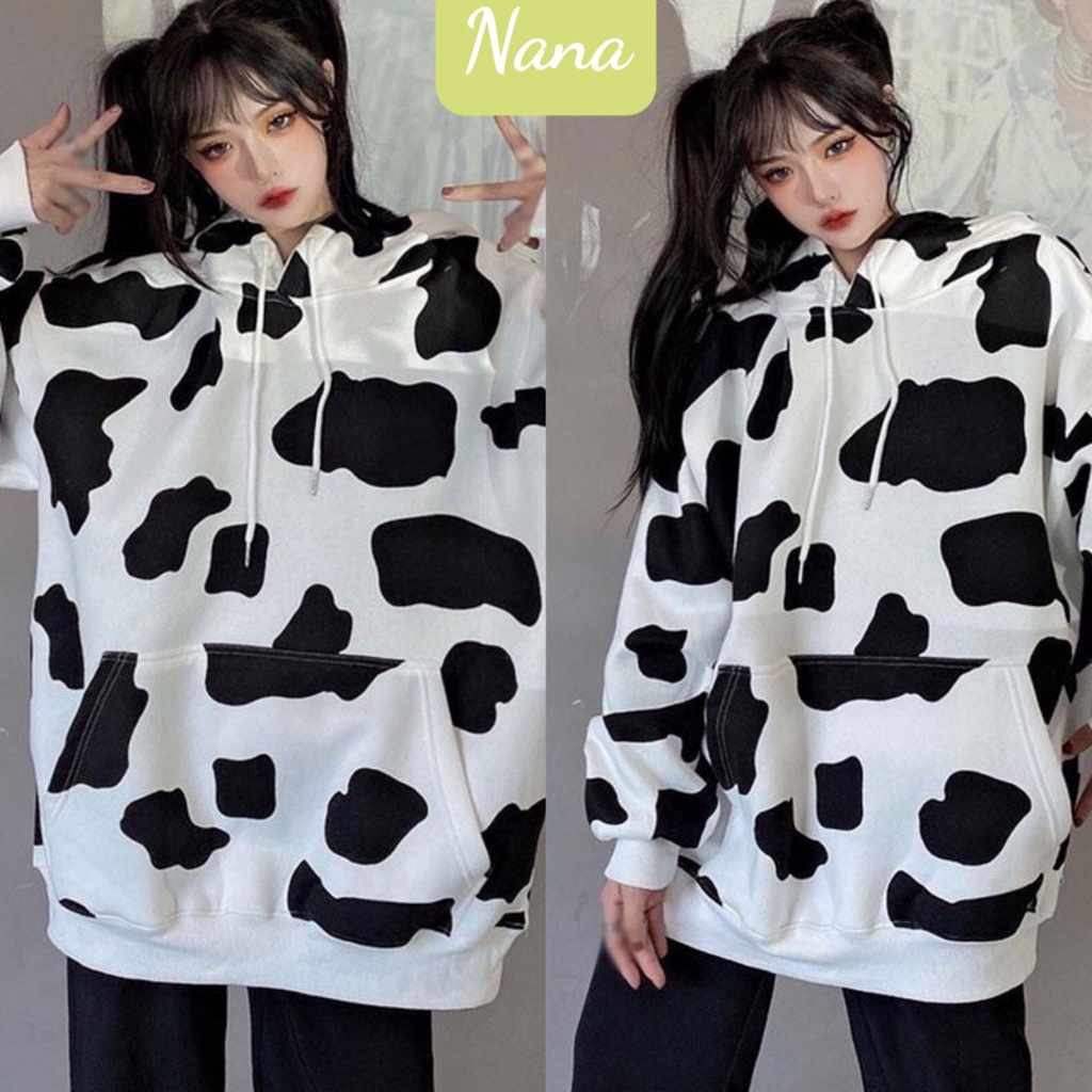 Áo hoodie bò sữa nam nữ form rộng vải nỉ đẹp 🌸 Áo thu đông hoodie bò sữa unisex NANASHOP 🌸