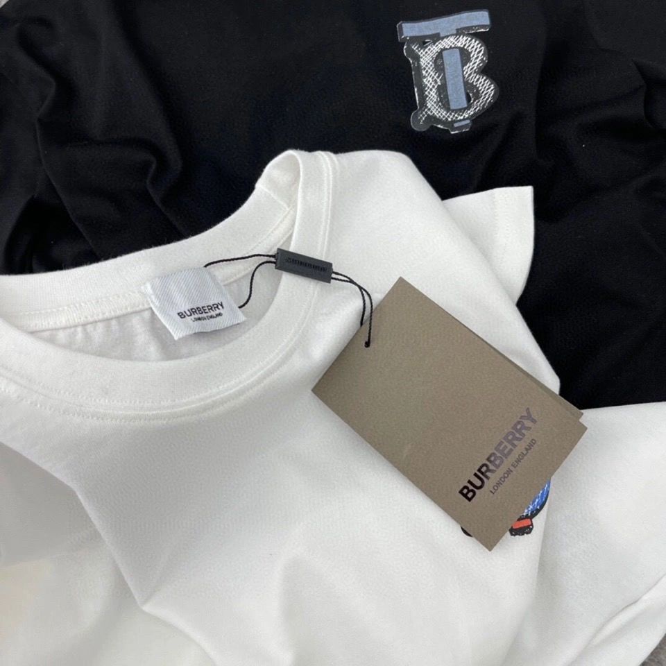 Áo Thun Burberry Tay Ngắn Cổ Tròn Bằng Cotton Nguyên Chất In Họa Tiết Nhãn Dán Đơn Giản Thời Trang Phong Cách Hàn Quốc Cho Cặp Đôi