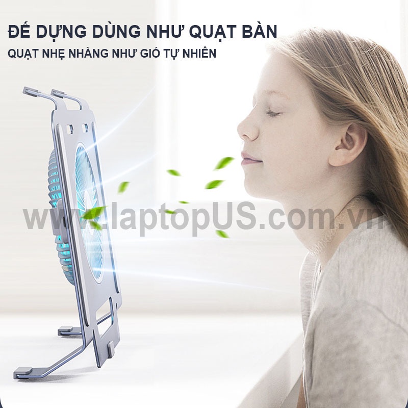 Đế Tản Nhiệt Laptop Macbook Nhôm Có Quạt