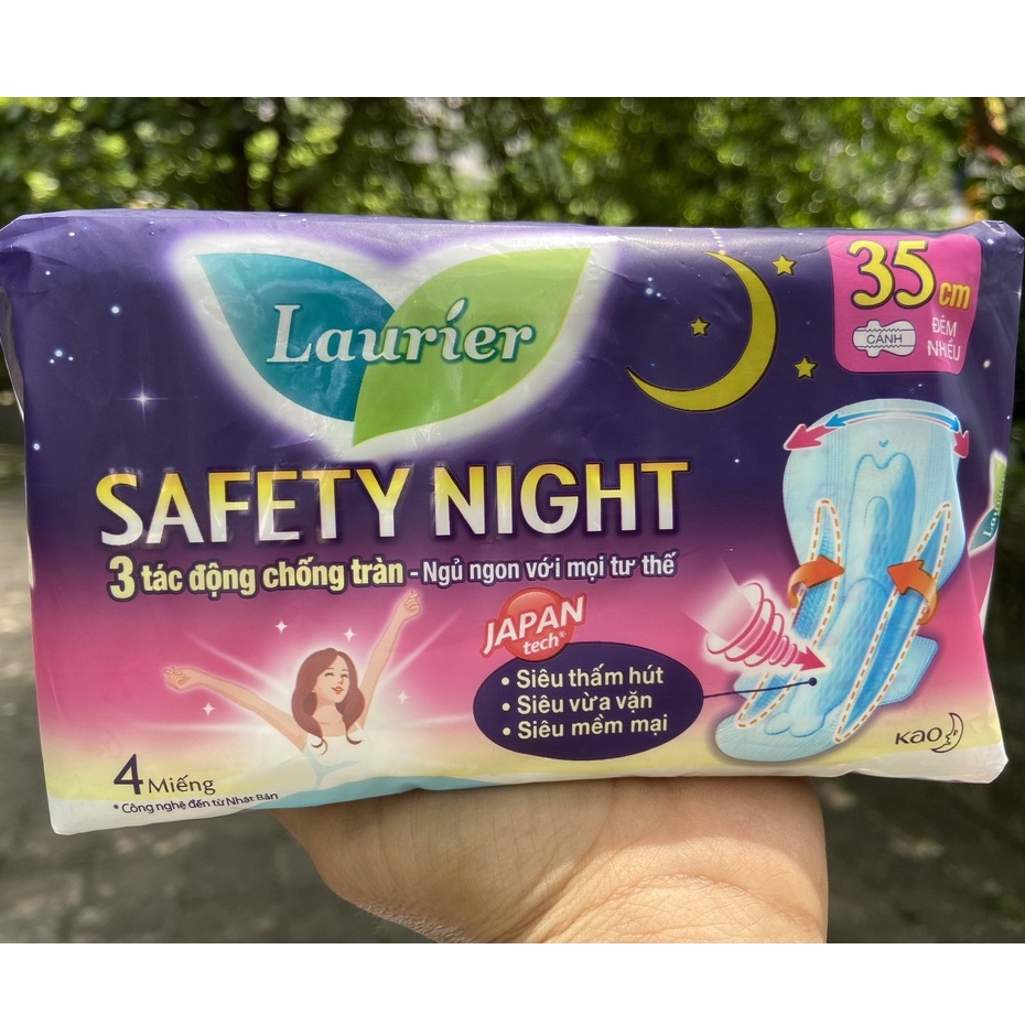 BĂNG VỆ SINH BAN ĐÊM LAURIER SAFETY NIGHT 35cm 4 miếng