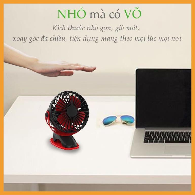 ☢️MẠI DÔ☢️ Quạt sạc mini YOOBAO F04 xoay góc 720độ, 32 tiếng, đế kẹp đa năng hoặc đặt bàn - BH 6 tháng