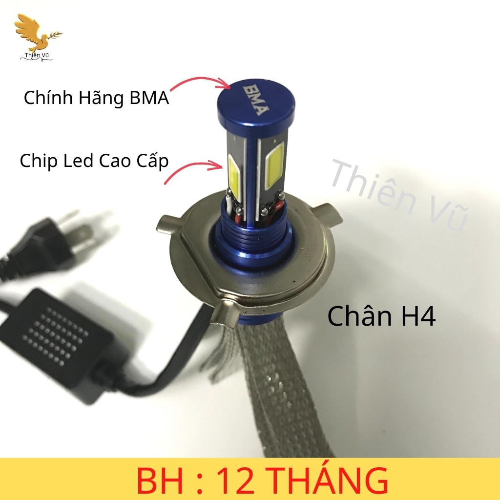 Đèn Pha Led 3 Tim Siêu Sáng Chính Hãng BMA Chân H4 ,T19,M5 Lắp Đa Năng Các Loại Xe