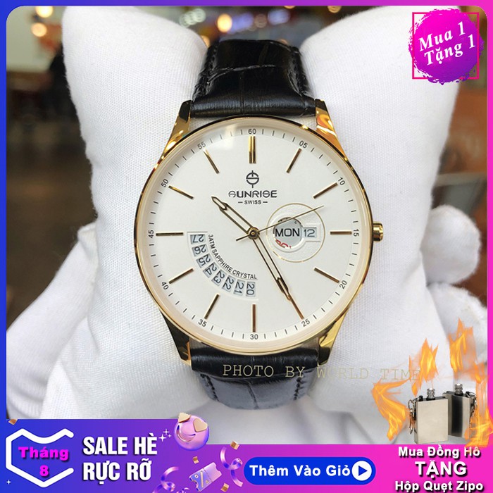Đồng Hồ Nam Sunrise 1127SA  Full Box, Thẻ BH 03 Năm, Kính Sapphire Chống Xước, Chống Nước, Dây Da Cao Cấp