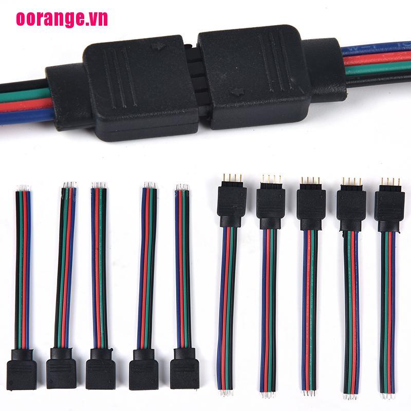 Set 10 Cáp Nối Đầu Đực + Đầu Cái 4-Pin Cho Dây Đèn Led 3528