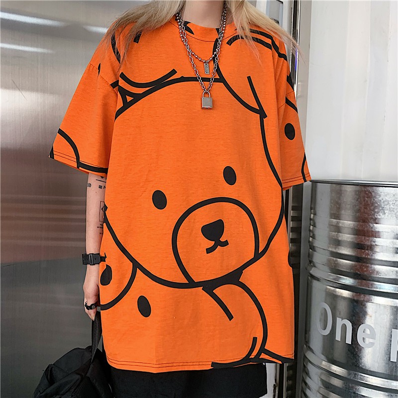 Áo phông họa tiết hình gấu cute fom rộng nhiều màu