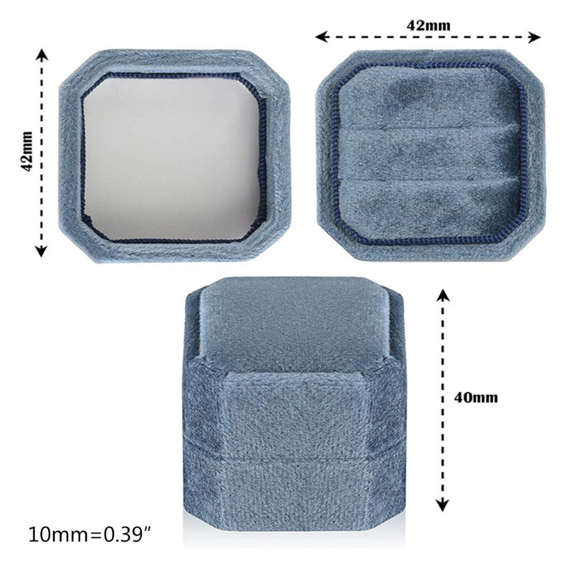 Hộp Đựng Nhẫn Hai Ngăn Bằng Vải Nhung Hình Bát Giác Kèm Nắp Tháo Rời Được Dành Cho Tiệc Cưới / Lễ Hội