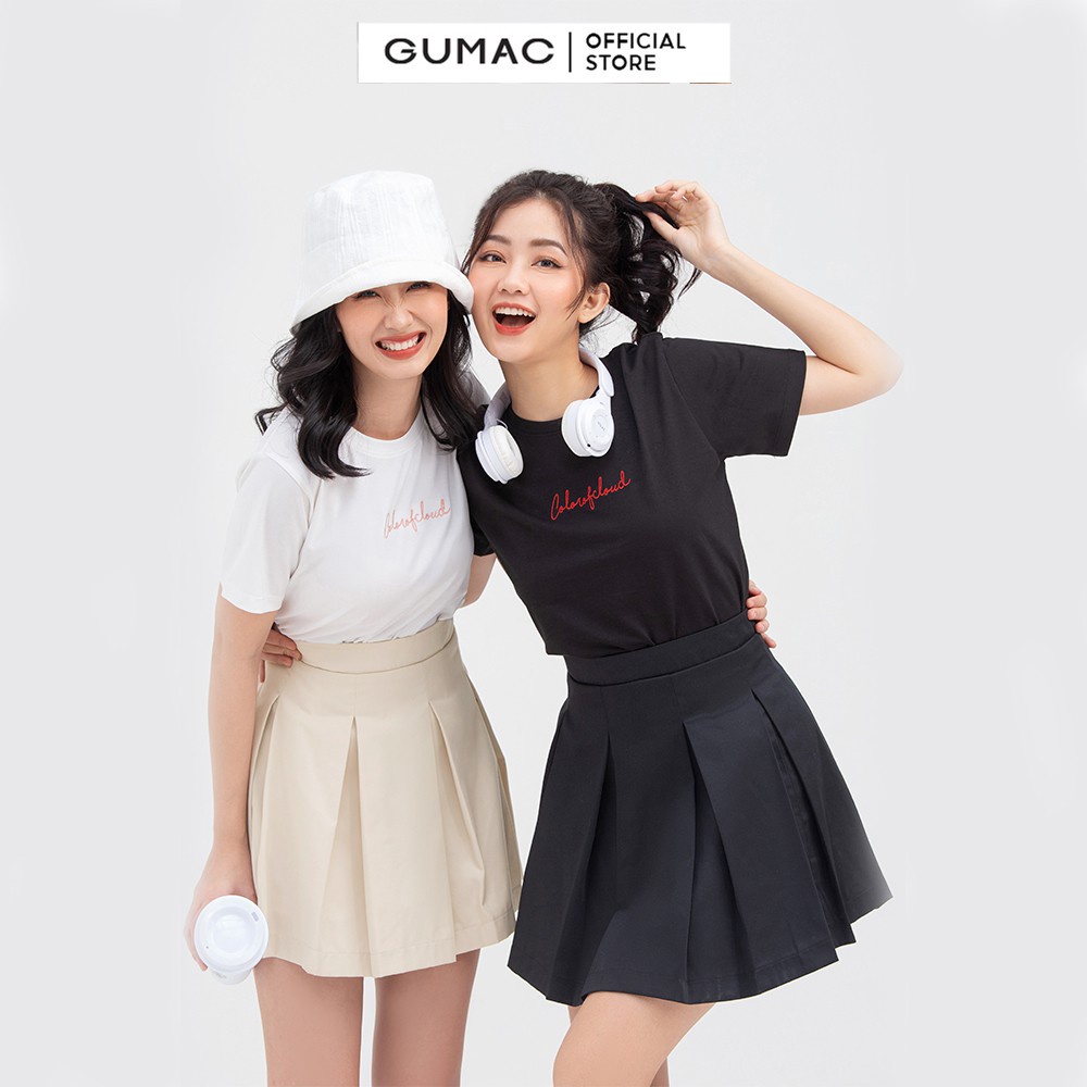 [Mã WABRGUM giảm 10% tối đa 30K đơn 99K] Áo thun nữ cổ tròn thêu chữ GUMAC nhiều màu cá tính ATC03059