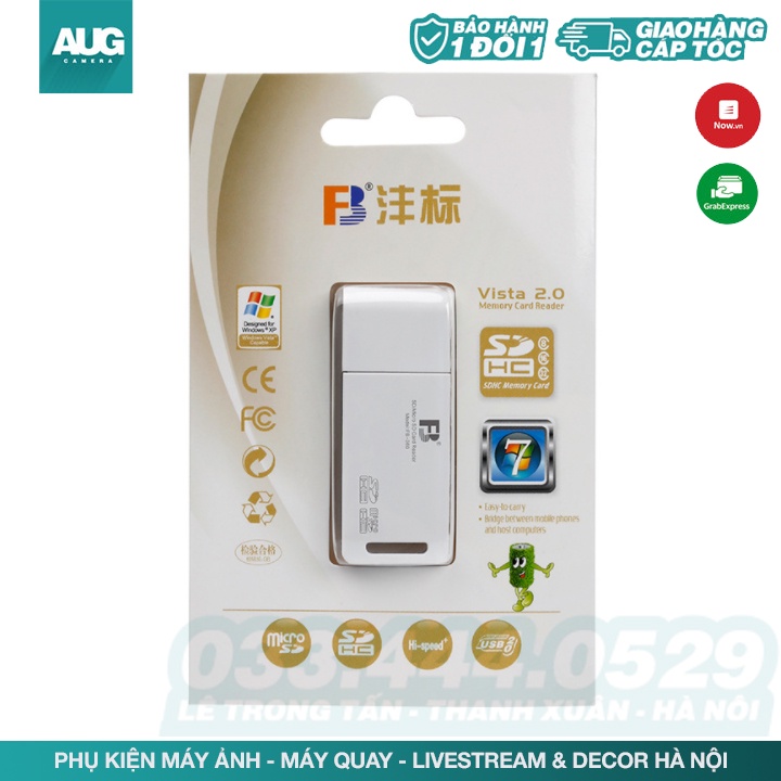 Đầu đọc thẻ 2.0 mini 2 in 1 dành cho Điện thoại, máy ảnh đa chức năng tốc độ cao - AUG Camera Hà nội