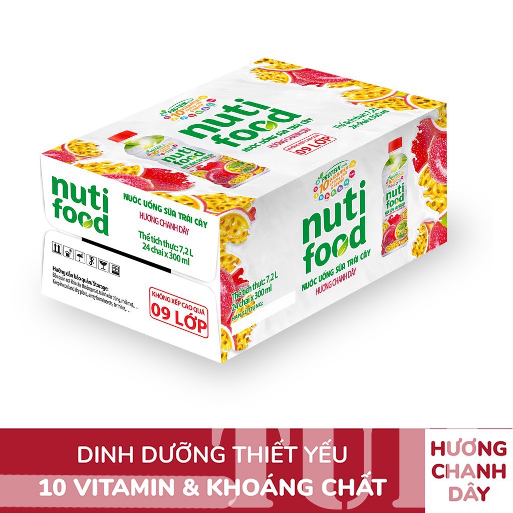 THÙNG 24 CHAI Sữa Trái Cây Hương Dâu, Hương Cam, Hương Chanh Dây Nutifood-TUH
