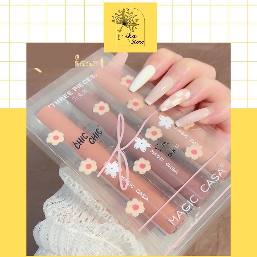 Set 3 Cây Son Kem Lì Magic Casa Hoa Cúc Siêu Xinh Loại Tốt Tika Store