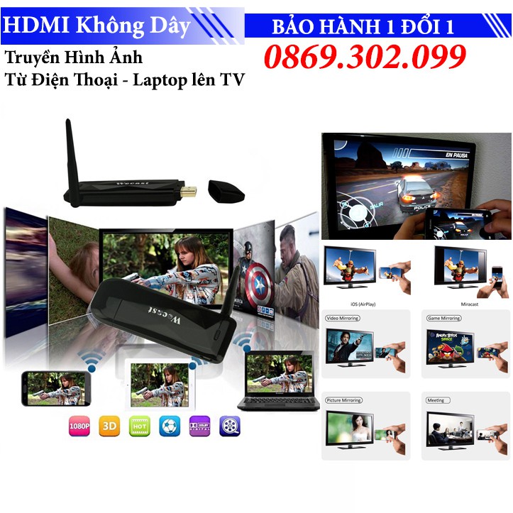 Thiết Bị Kết nối HDMI Không Dây từ Mobile, Tablet, Laptop ra Tivi Wecast E3 - Dongle wifi Display