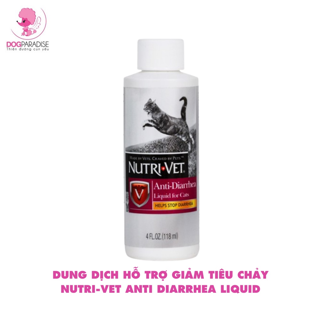 Dung dịch hỗ trợ giảm tiêu chảy cho thú cưng Nutri-Vet Anti Diarrhea Liquid chai 118ml  - Dog Paradise