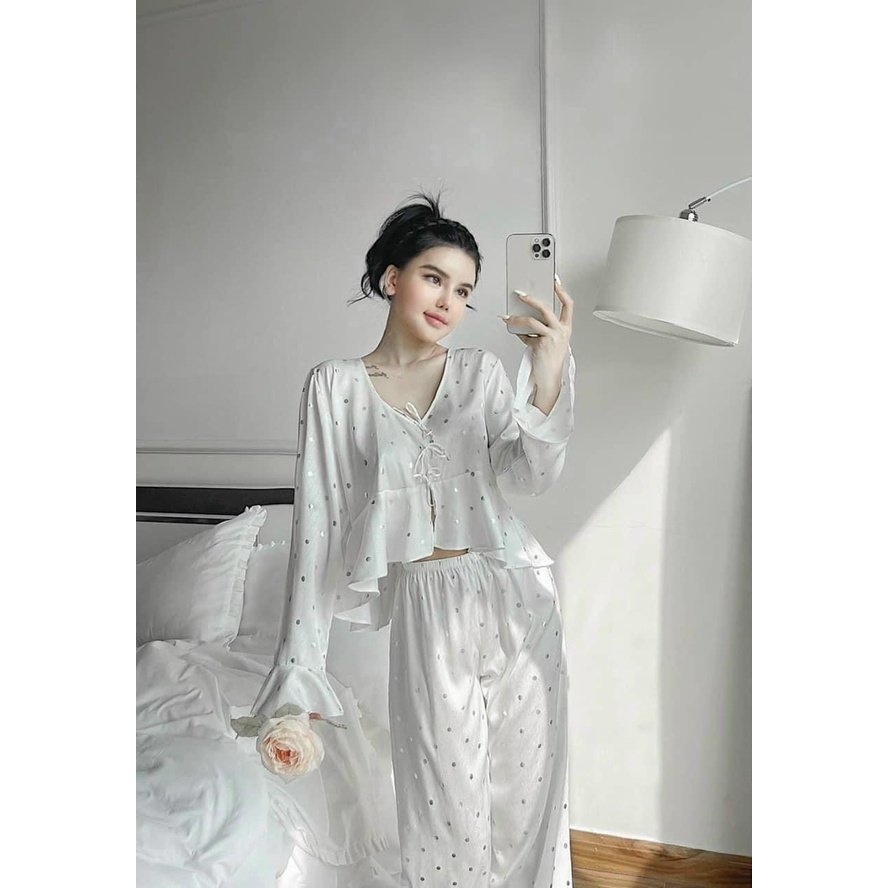 Sẵn sỉ_Set váy ngủ lụa sexy cao cấp miemmoc sang chảnh Đầm mặc nhà gợi cảm quyến rũ SP116