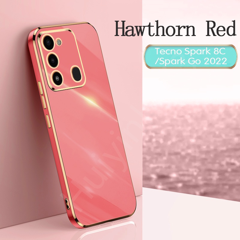 Ốp Điện Thoại Mạ Điện Viền Vàng Cho Tecno Spark 8C Spark Go 2022 Traight edge