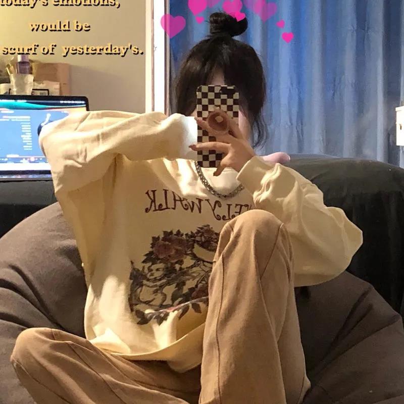 Áo Nỉ Nữ Dài Tay Cổ Tròn Thời Trang Hàn Mới