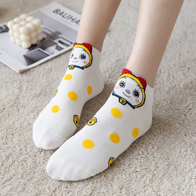 5 Pairs Doraemon Pattern Cartoon Adult Ankle Socks Ladies Japanese Anime Casual Women Short Socks Ready Stock