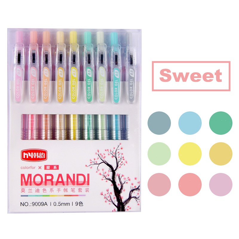 Set 9 Bút Mực Gel Nhiều Màu Sắc