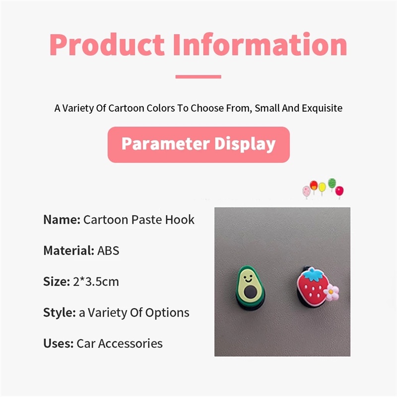 Móc Treo Đồ Gắn Xe Hơi Họa Tiết Hoạt Hình Trái Cây Dễ Thương
