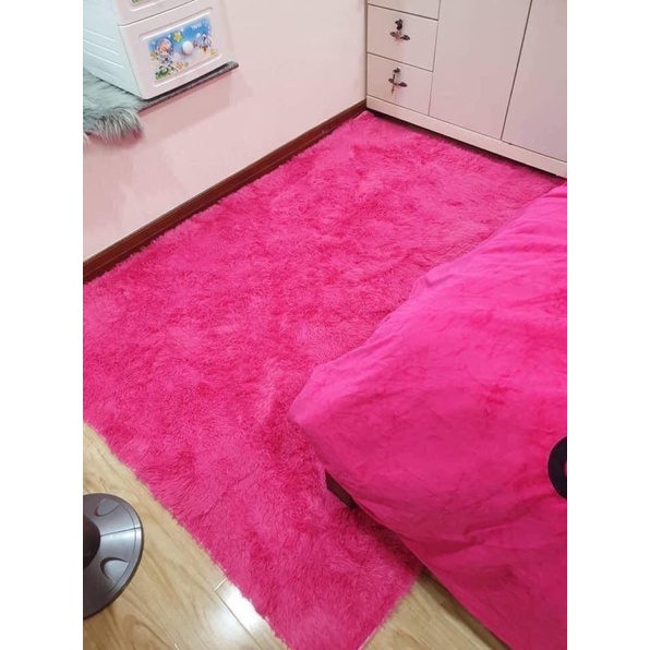 Thảm lông trải sàn lót sàn màu hồng 2m x 1m6