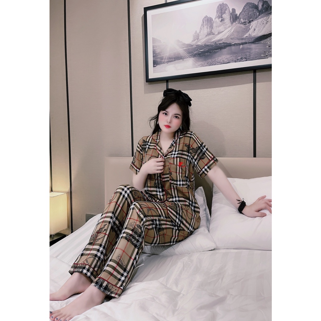 Mẫu cộc tay burberry siêu xinh - freesize 40-60kg. Hàng pijama cao cấp - thời trang