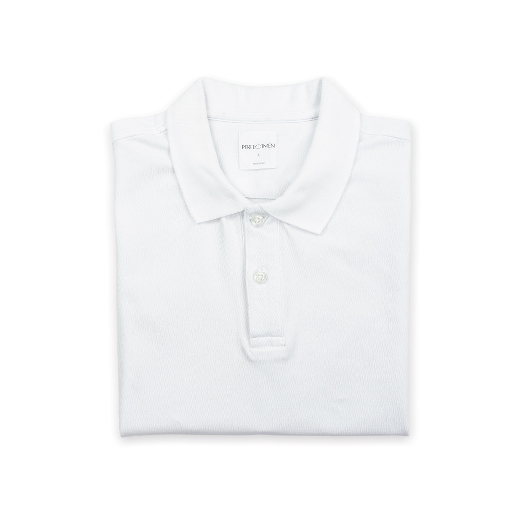 Áo Polo nam cao cấp 100% cotton PERFECTMEN vải cá sấu màu trắng co giãn 4 chiều thoáng mát xuất xịn sang trọng | BigBuy360 - bigbuy360.vn