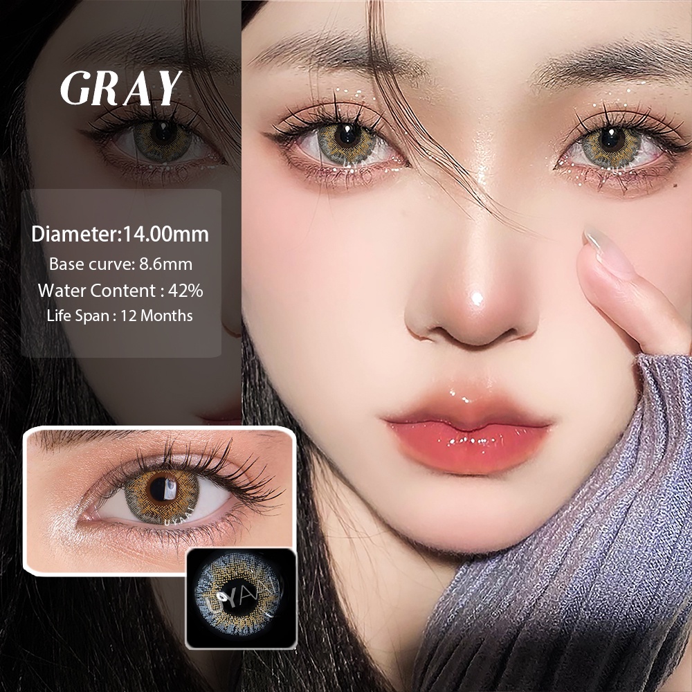 [Hàng mới về] Set 2 kính áp tròng mềm mại 3 tông 14mm màu ngọc lam 0 độ