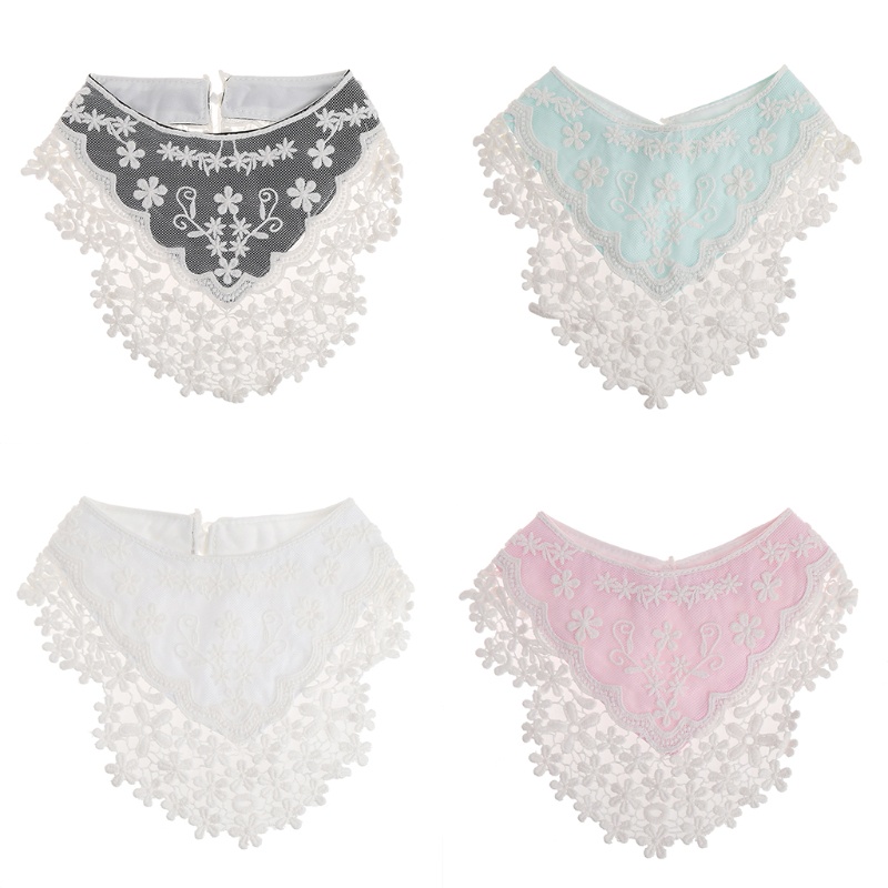 Yếm Ăn Hình Tam Giác Phối Ren Chống Thấm Nước Dành Cho Bé