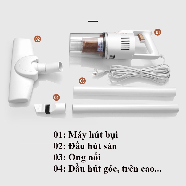 Máy hút bụi cầm tay Yangzi 600W, lực hút ≥14.000Pa tối đa 16000Pa