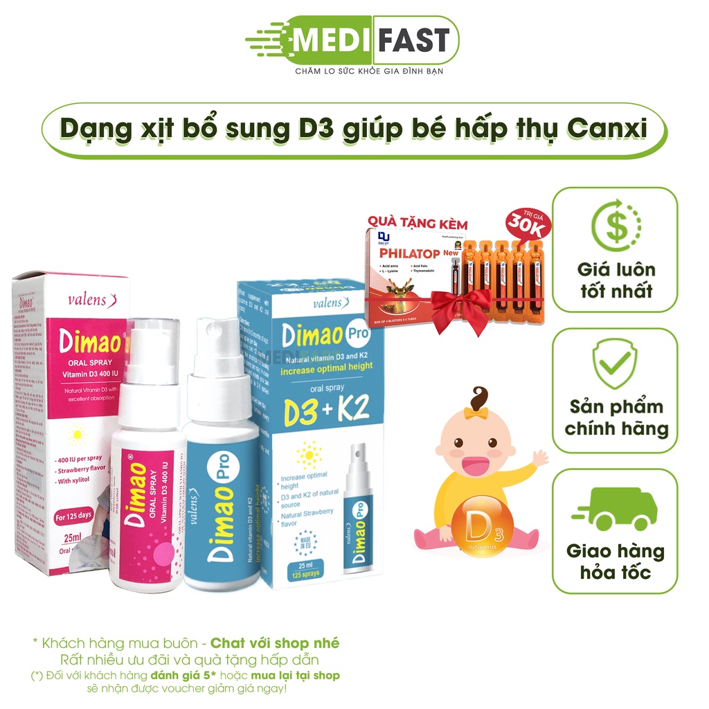 Tăng chiều cao cho bé - Xịt bổ sung vitamin D3 Dimao tăng vóc dáng chiều cao ngăn ngừa còi xương chậm lớn