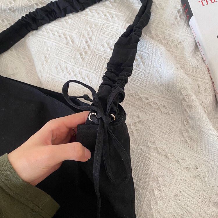 TÚI TOTE ĐEO CHÉO DÂY RÚT CÓ KHÓA &amp; TÚI CON - VẢI CANVAS PHONG CÁCH ULZZANG