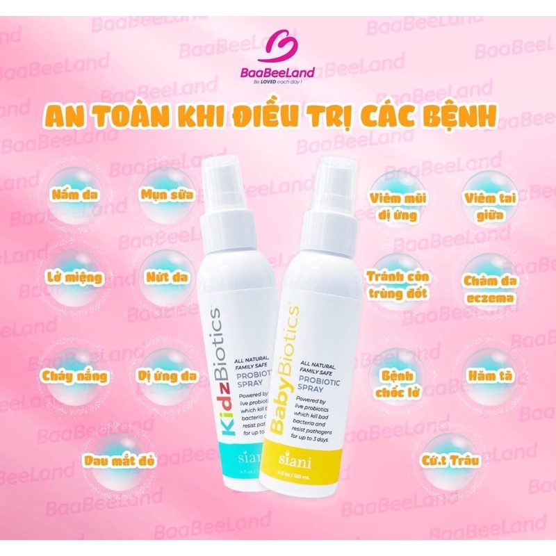 XỊT MEN VI SINH , LỢI KHUẨN CHO BÉ BABYBIOTICS 120ML MẪU MỚI NHẤT  - BAABEELAND