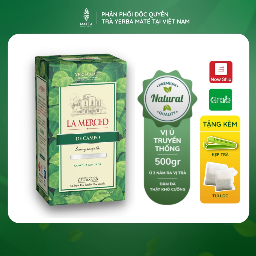 [ĐỘC QUYỀN] Trà Yerba Maté La Merced De Campo - Vị ủ truyền thống 3 năm + Free 1 kẹp trà + 10 túi lọc trà tái sử dụng