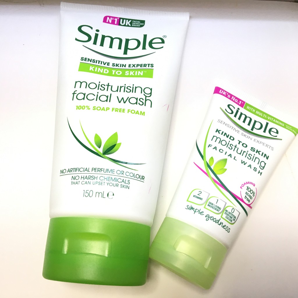 Sữa rửa mặt Simple Kind To Skin Moisturising Facial Wash size mini (Bill UK)