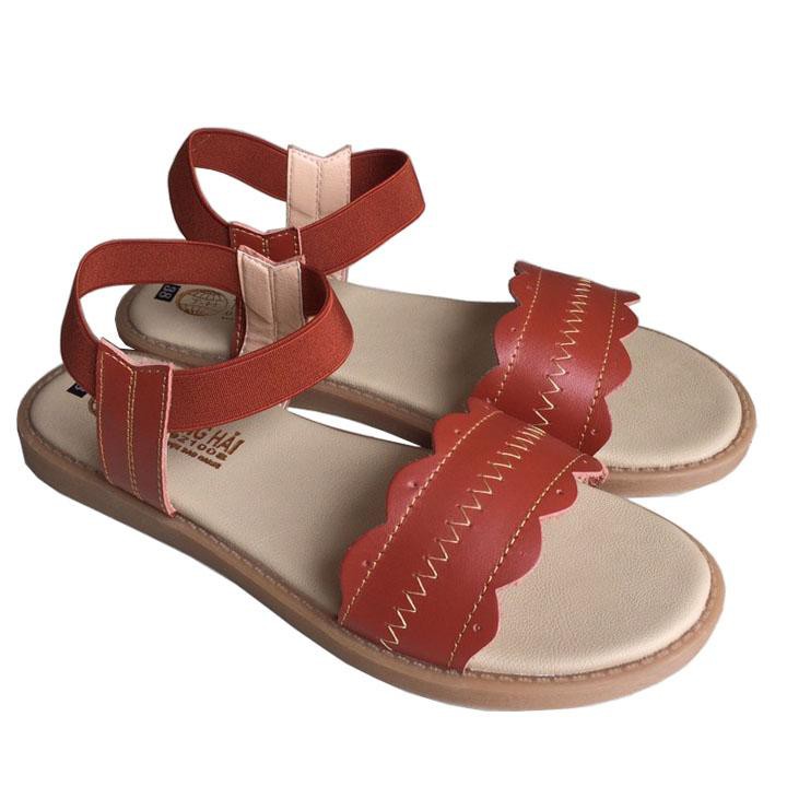 Dép sandal nữ đế cao da bò cao cấp THSDN0121
