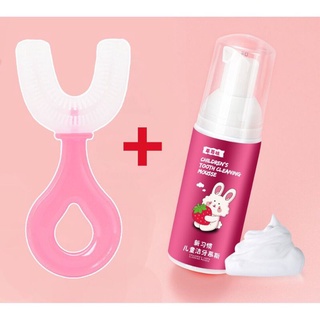 Combo bàn chải đánh răng chữ u và kem đánh răng cho bé
