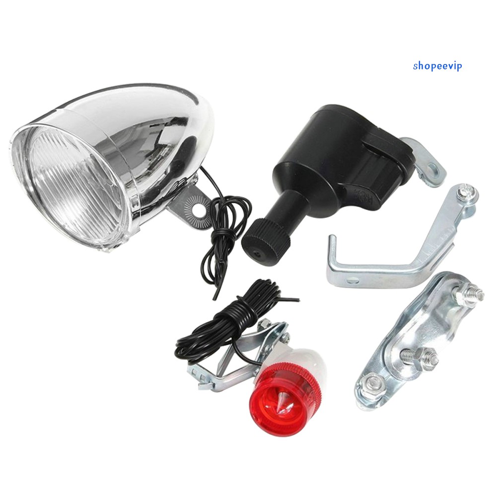 SPVP 3W 6V Bicycle Bike Motorized Friction Generator Dynamo Head Tail Light Kit