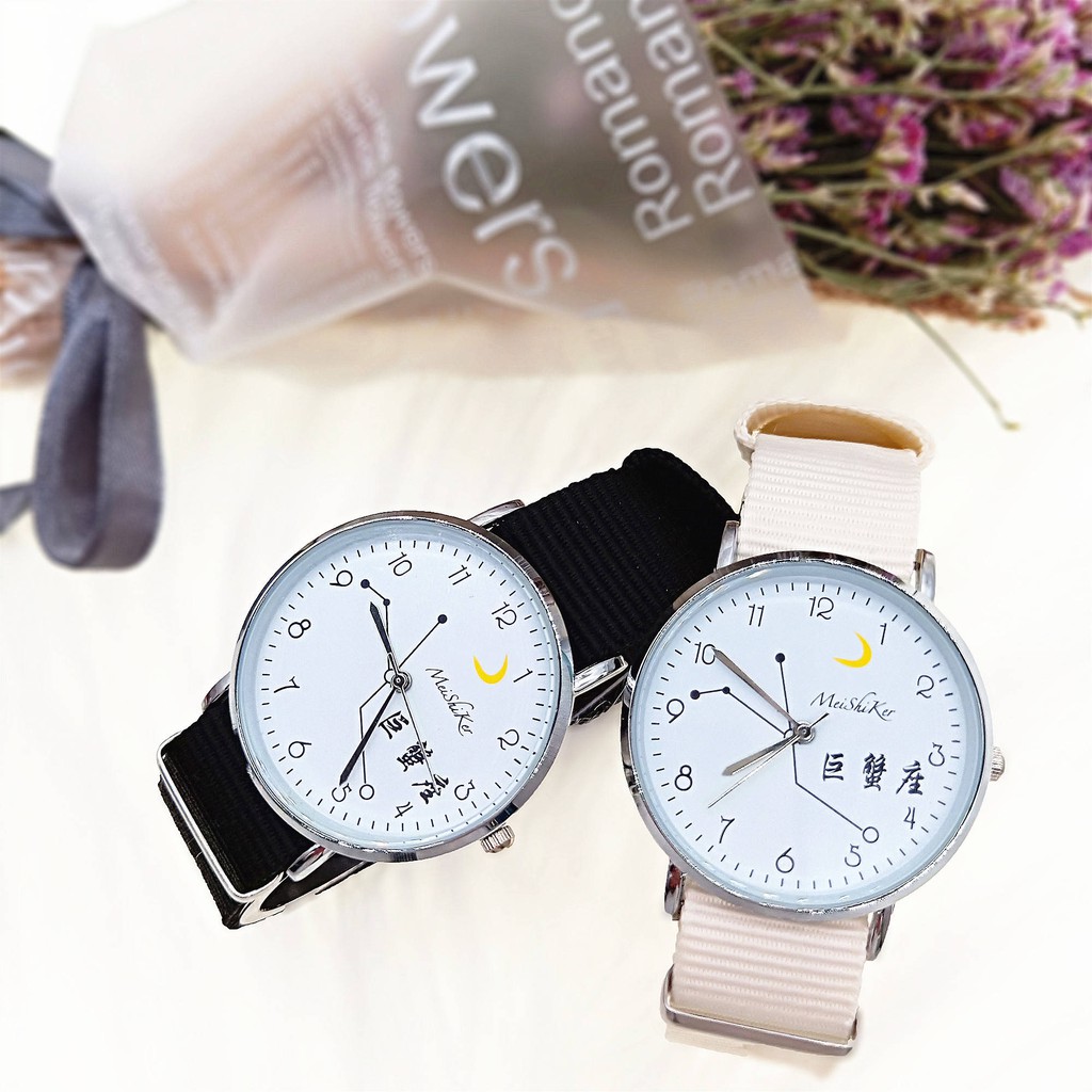 hồ tử Đồng hồ chòm sao Meishiker Đồng hồ nam và nữ Học sinh Phiên bản Hàn Quốc của Vải đơn giản với đồng hồ, Cặp đôi