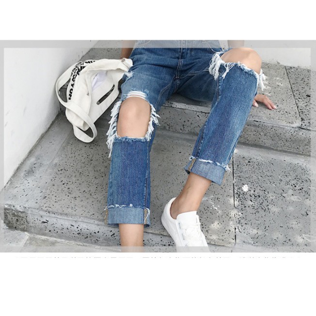 [TẶNG KÈM QUÀ] Quần jean lửng rách gối sành điệu, năng động, hàng Quảng Châu chất lượng