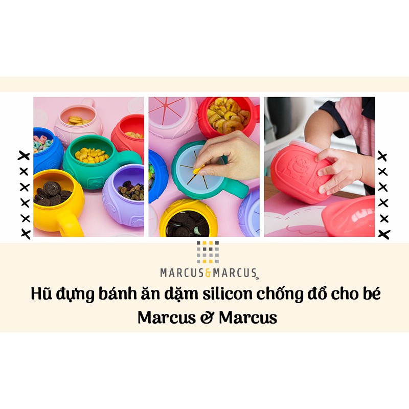 Hũ đựng bánh ăn dặm silicon chống đổ cho bé Marcus &amp; Marcus, từ 12 tháng - Ollie