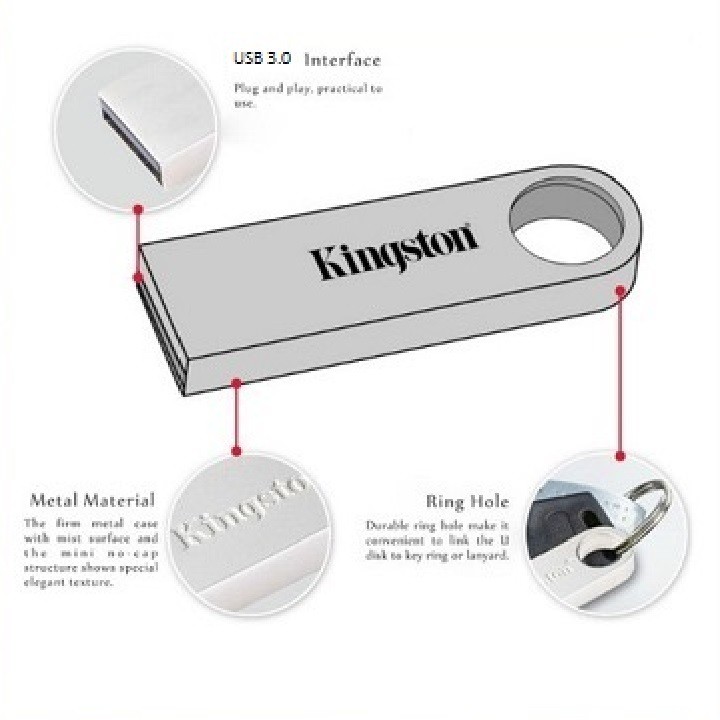 USB 3.0/16GB Kingston DataTraveler SE9 – Vỏ thép nguyên khối – Chịu va đập – Kháng nước – CHÍNH HÃNG – Bảo hành 5 năm