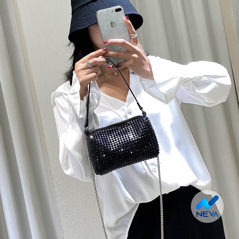 (NEW) Túi xách tay đính đá lấp lánh đựng vừa điện thoại hottrend NEVA905 | BigBuy360 - bigbuy360.vn
