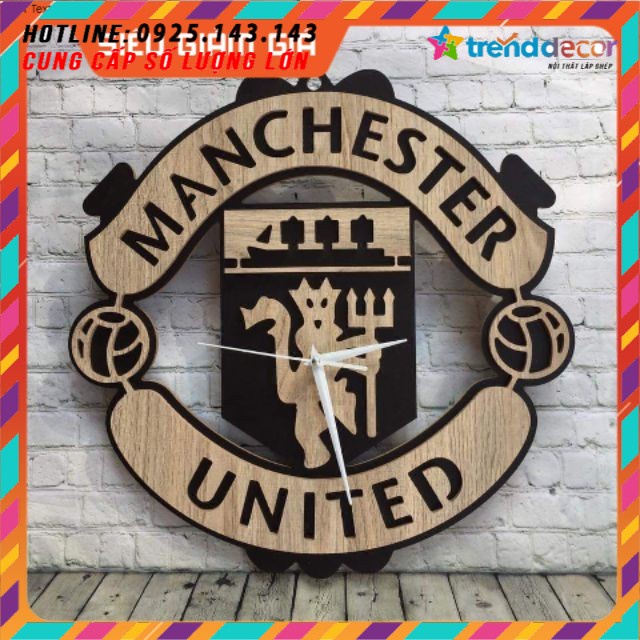 1 TẶNG 1 -  Đồng hồ gỗ treo tường [Giá Gốc] bóng đá logo CLB Manchester United