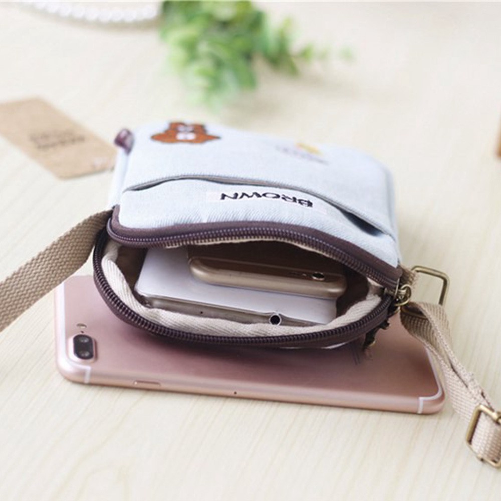 Túi vải canvas đeo chéo họa tiết Totoro ngộ nghĩnh đáng yêu phong cách Hàn Quốc