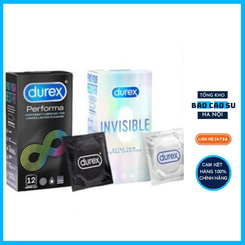 Bộ 2 bao cao su siêu mỏng Durex Invisible và Durex Performa  (SALE SỐC KỊCH SÀN)Tặng kèm 1 hôp BCS Chính Hãng