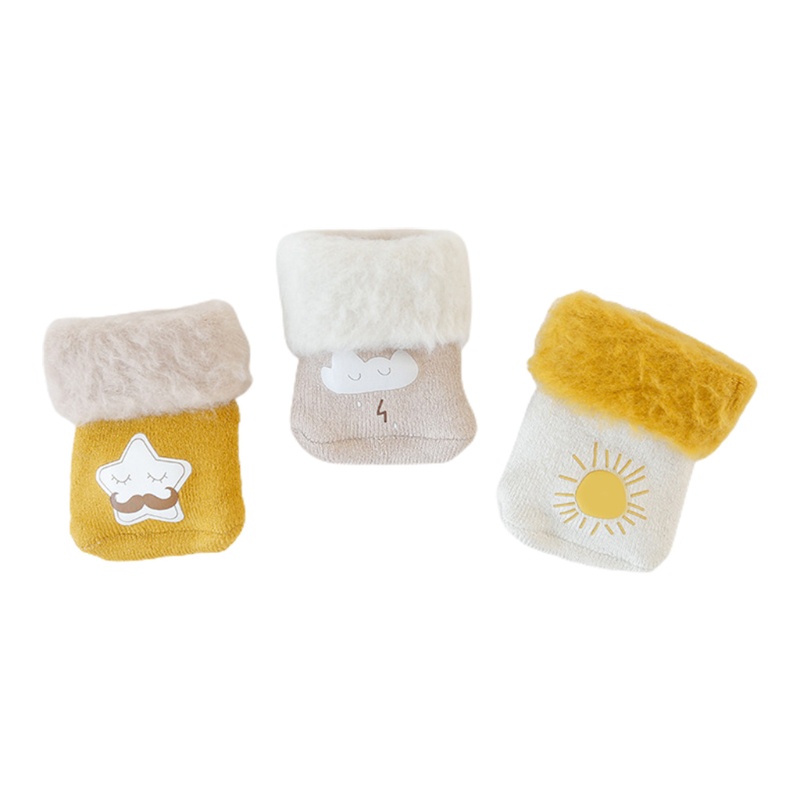 3 Đôi Vớ Nhung Mini In Họa Tiết Hoạt Hình Dễ Thương Cho Bé 0-5 Tuổi