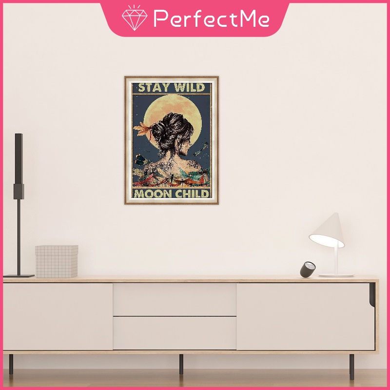 Bộ tranh đính đá 5D họa tiết chuồn/ mặt trăng độc đáo trang trí nhà cửa