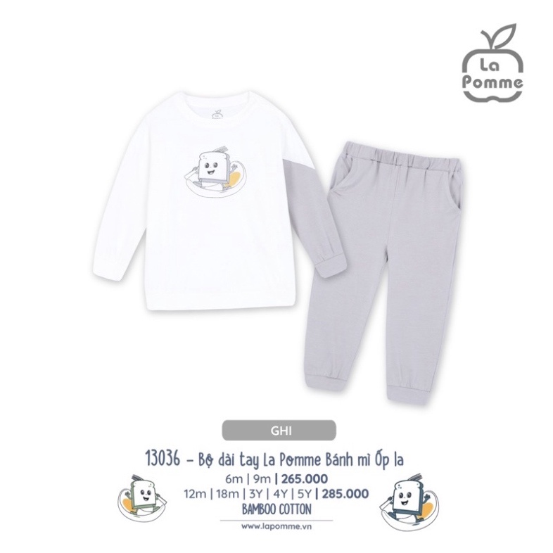 LP13036 Bộ dài tay bánh mỳ ốp la kích cỡ từ 6 tháng đến 5Y