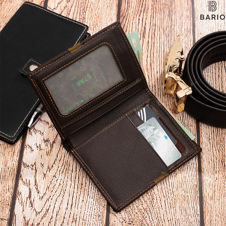 Ví da nam bóp da nam da bò miu hạt nhỏ thật phối màu cao cấp