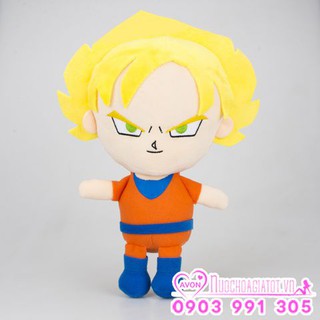 CÓ SẴN - Gấu bông Super Saiya God Songoku tóc vàng Dragon Ball 7 viên ngọc rồng 30cm tặng túi quà