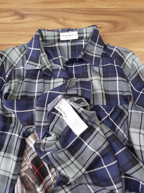 Áo sơ mi kẻ hàng xuất VNXK Pull & bear